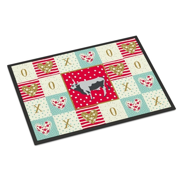 Carolines Treasures 24 x 36 in. Hungarian Grey Steppe Cow Love Indoor or Outdoor Mat CK5251JMAT - main